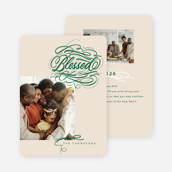 Truly Blessed Christmas Cards - Green