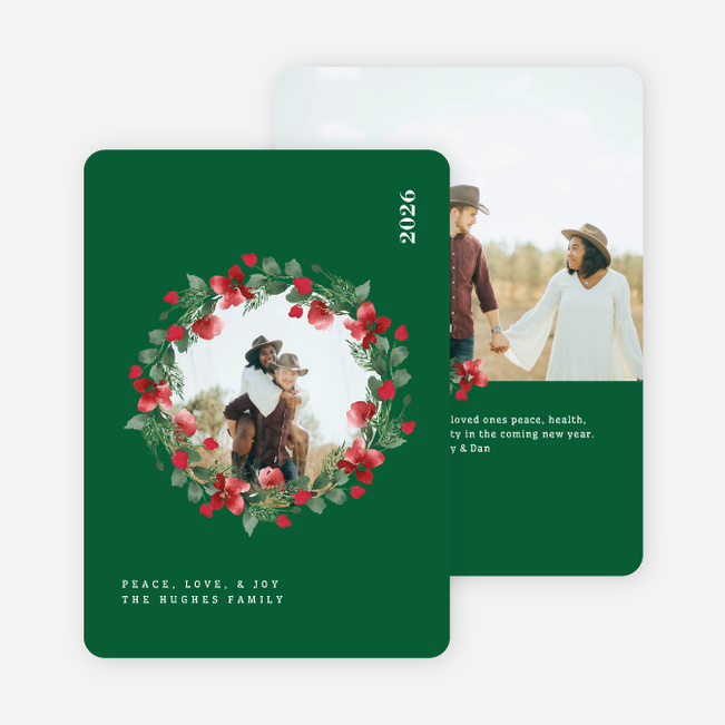 Wreath Highlight Holiday Cards and Invitations - Green