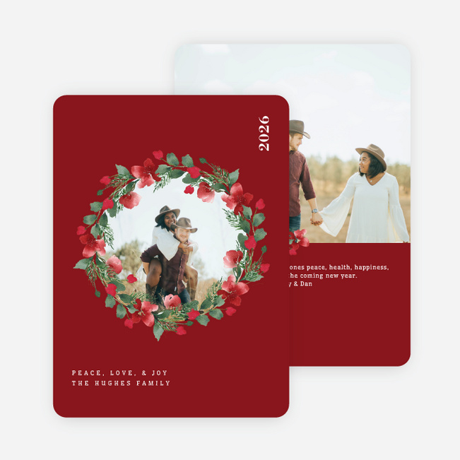 Wreath Highlight Holiday Cards and Invitations - Red