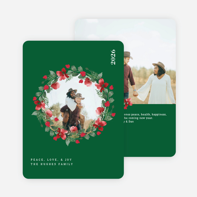 Wreath Highlight Holiday Cards and Invitations - Green