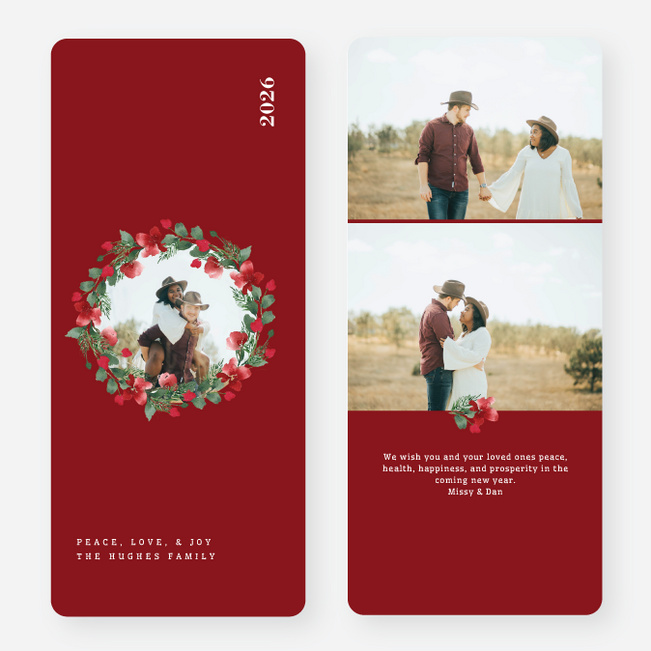 Wreath Highlight Holiday Cards and Invitations - Red