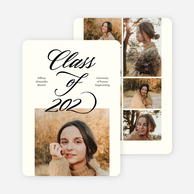 Bit of Flourish Graduation Announcements & Graduation Invitations - Beige