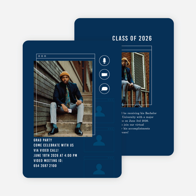 Celebrate in the Chat Graduation Announcements & Graduation Invitations - Blue