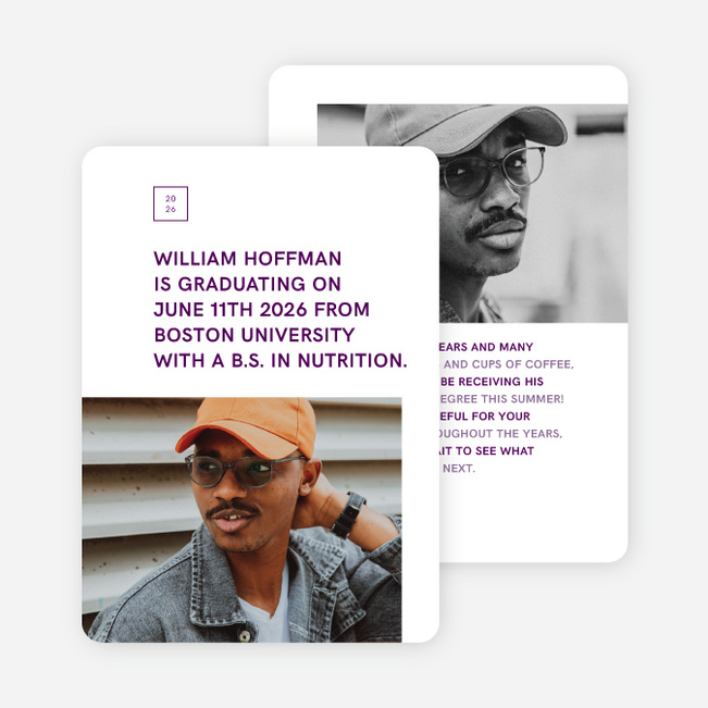 Clean Introduction Graduation Announcements & Graduation Invitations - Purple