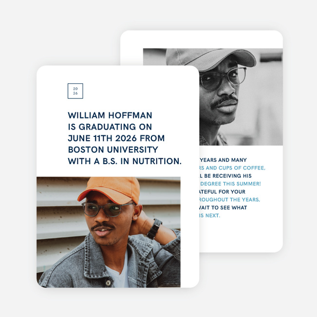 Clean Introduction Graduation Announcements & Graduation Invitations - Blue