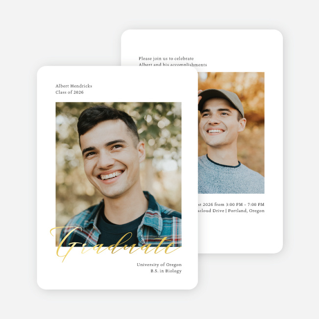 Foil New Beginning Graduation Announcements & Graduation Invitations - Yellow