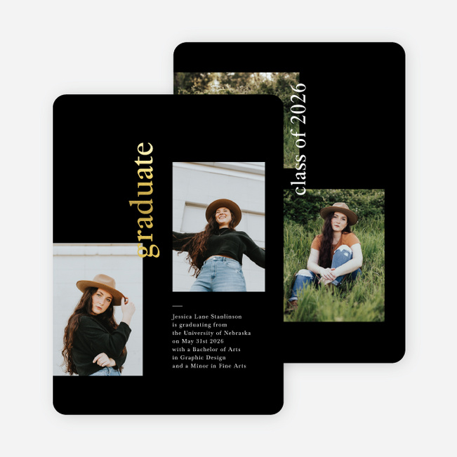 Foil New Heights Graduation Announcements & Graduation Invitations - Yellow