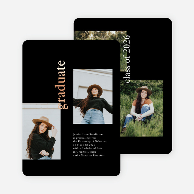 Foil New Heights Graduation Announcements & Graduation Invitations - Pink