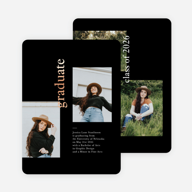 Foil New Heights Graduation Announcements & Graduation Invitations - Pink