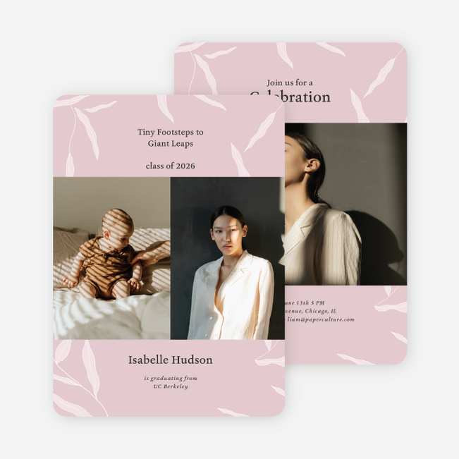Foliage Flourish Graduation Announcements & Invitations - Pink