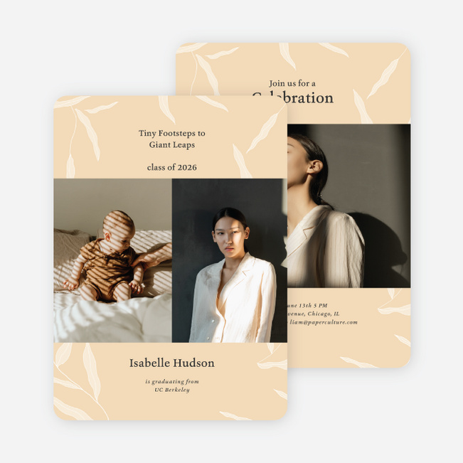 Foliage Flourish Graduation Announcements & Invitations - Yellow