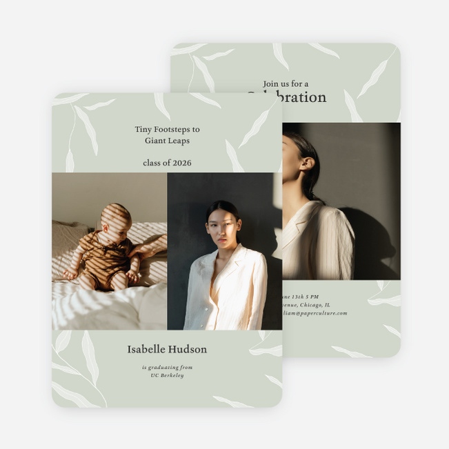 Foliage Flourish Graduation Announcements & Invitations - Gray