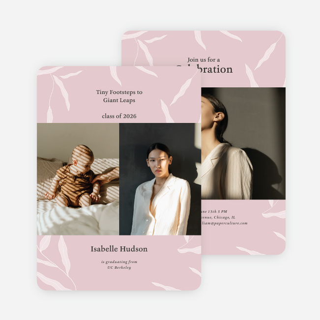 Foliage Flourish Graduation Announcements & Invitations - Pink