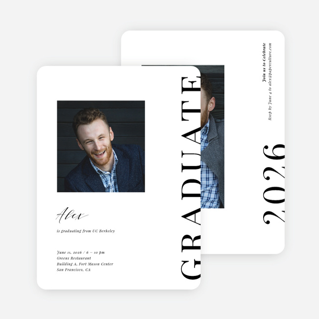 Front Page Achievement Graduation Announcements & Invitations - White