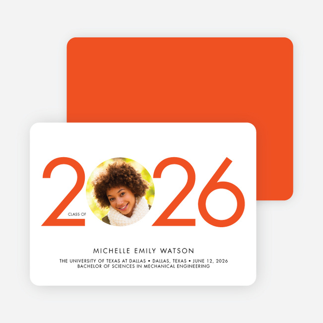 Graduation Cutout Invitations - Hot Orange