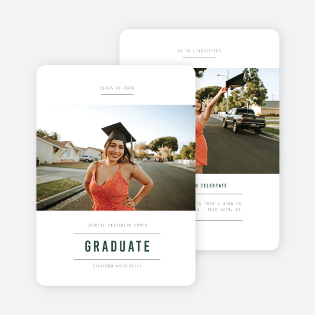 Modern Headline Graduation Announcements & Graduation Invitations - Green