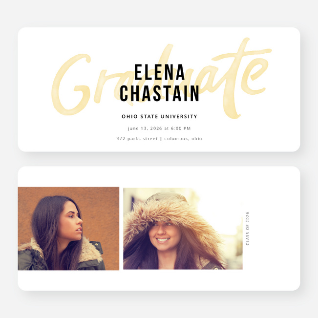 Paintbrush Effect Graduation Cards - Orange