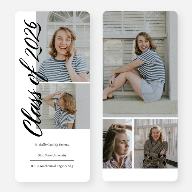 Simple Style Graduation Announcements & Graduation Invitations - White