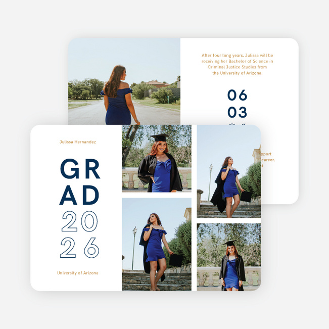 Stacking Achievement Graduation Announcements & Graduation Invitations - Blue