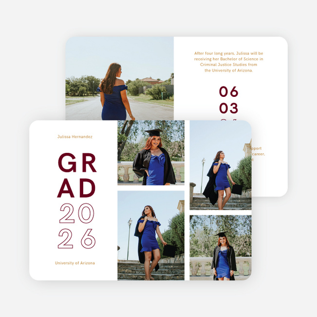 Stacking Achievement Graduation Announcements & Graduation Invitations - Red