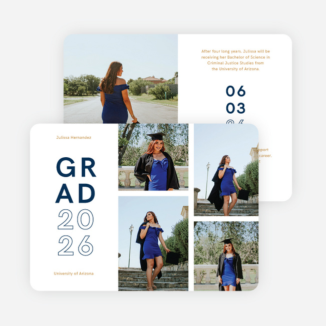 Stacking Achievement Graduation Announcements & Graduation Invitations - Blue
