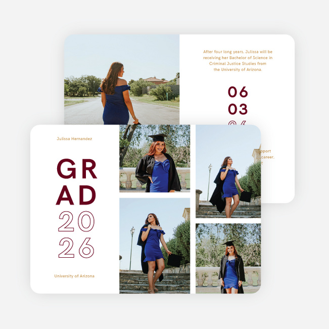 Stacking Achievement Graduation Announcements & Graduation Invitations - Red