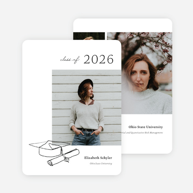 Success Illustrated Graduation Announcements & Graduation Invitations - White