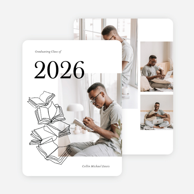 Textbooks Galore Graduation Announcements & Graduation Invitations - White