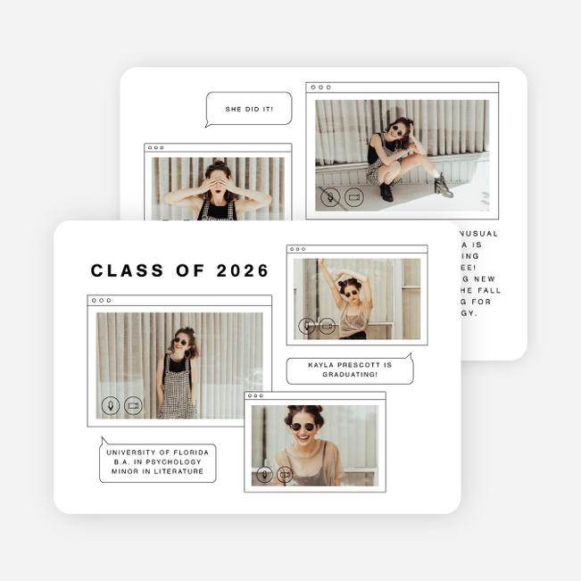 Video Call Graduation Announcements & Graduation Invitations - White