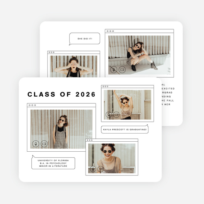 Video Call Graduation Announcements & Graduation Invitations - White