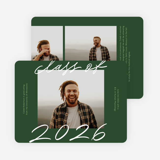 Casual Script Graduation Announcements & Graduation Invitations - Green