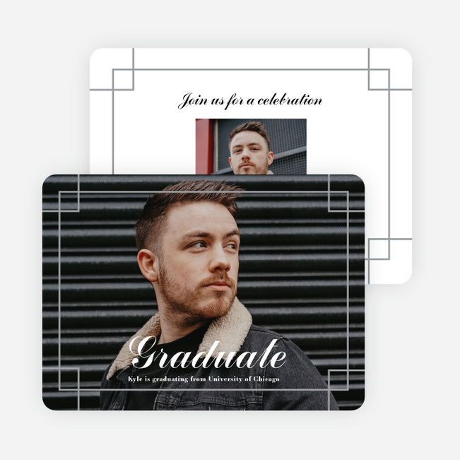 Deco Elegance Graduation Announcements & Invitations - Gray