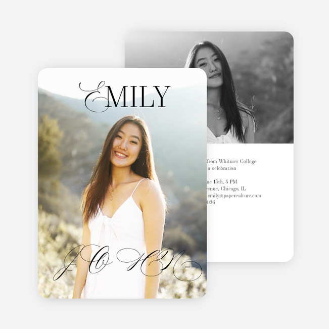 With a Flourish Graduation Announcements & Invitations - White