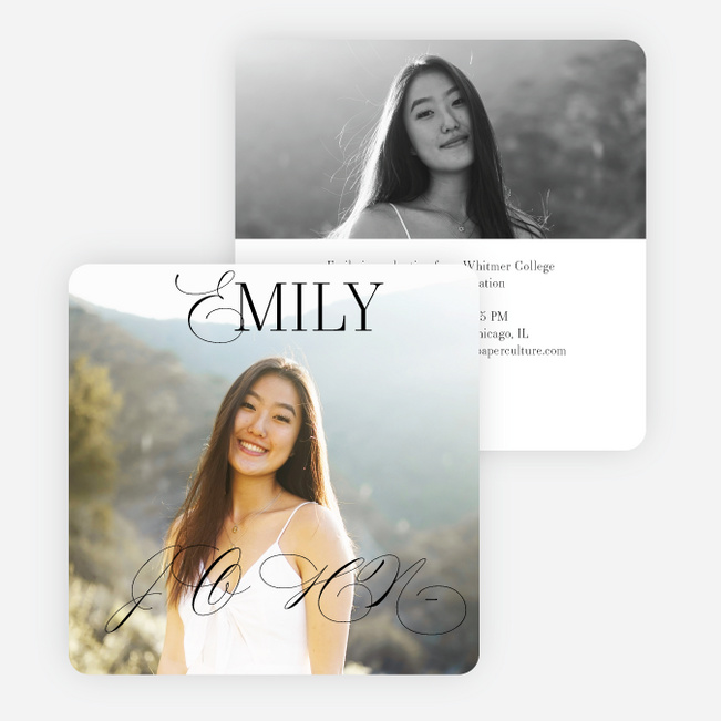 With a Flourish Graduation Announcements & Invitations - White