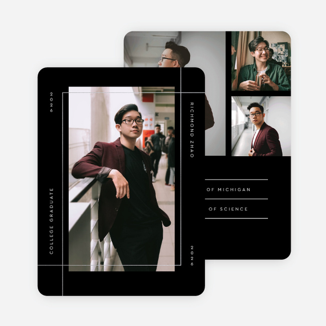 Foil Intersecting Frame Graduation Announcements & Graduation Invitations - Gray