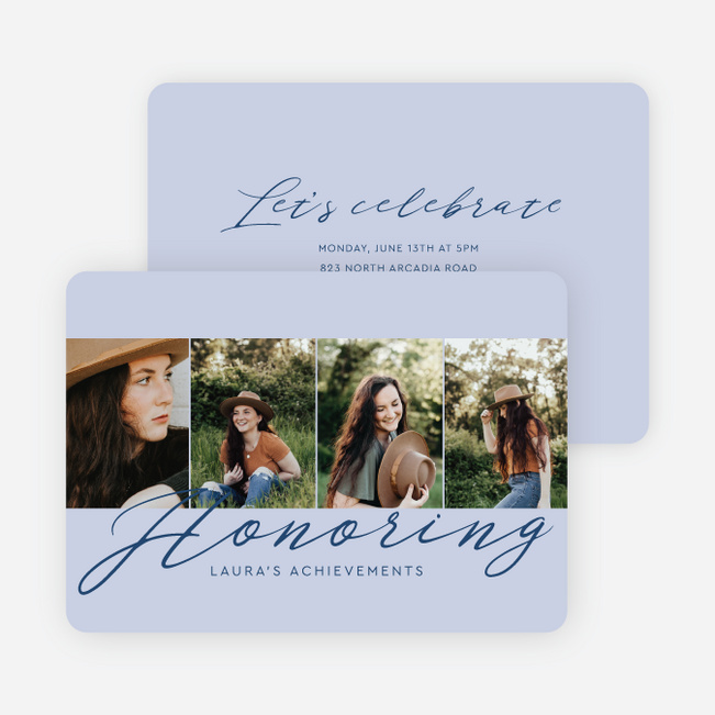 Heartfelt Honors Graduation Announcements & Invitations - Blue