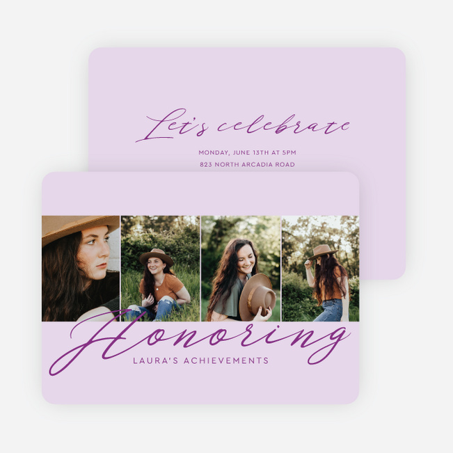 Heartfelt Honors Graduation Announcements & Invitations - Purple