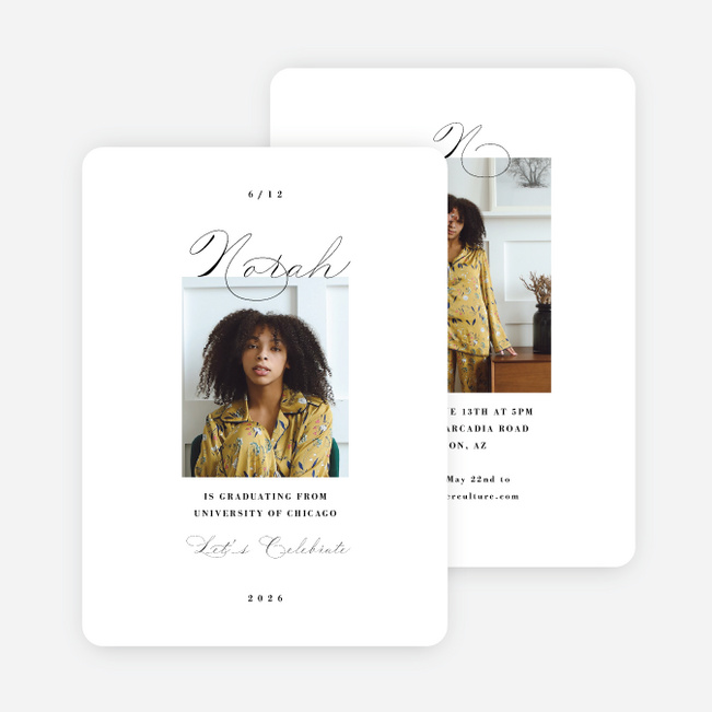 The Initial Chapter Graduation Announcements & Invitations - White