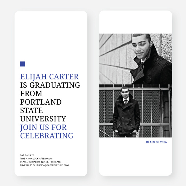 Simply Classic Graduation Invitations - Blue