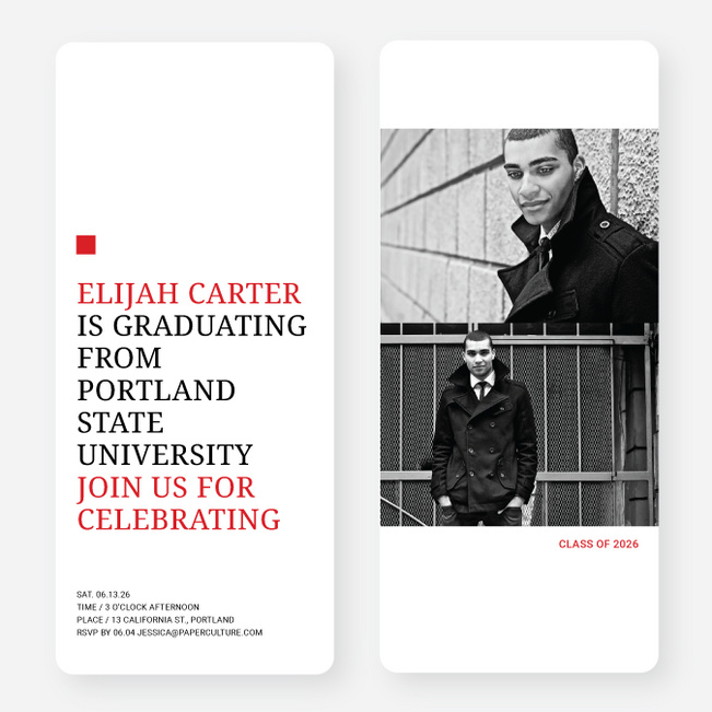 Simply Classic Graduation Invitations - Red