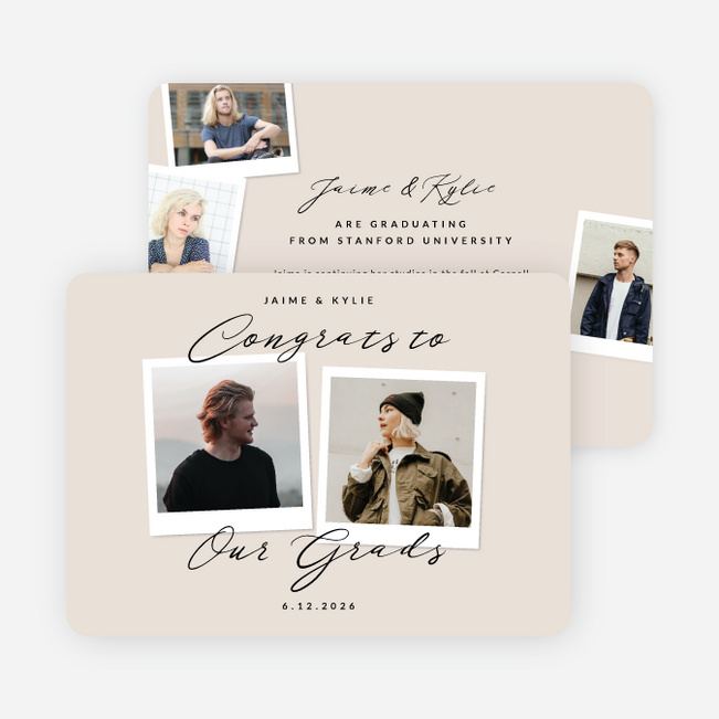 Synchronized Success Graduation Announcements & Invitations - Beige