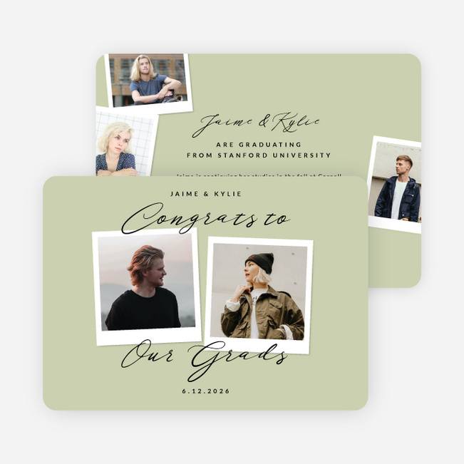 Synchronized Success Graduation Announcements & Invitations - Green