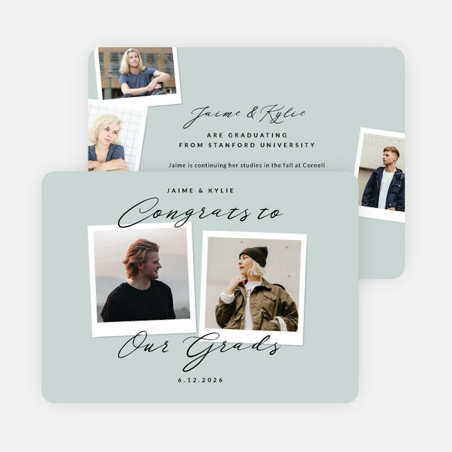 Synchronized Success Graduation Announcements & Invitations - Blue