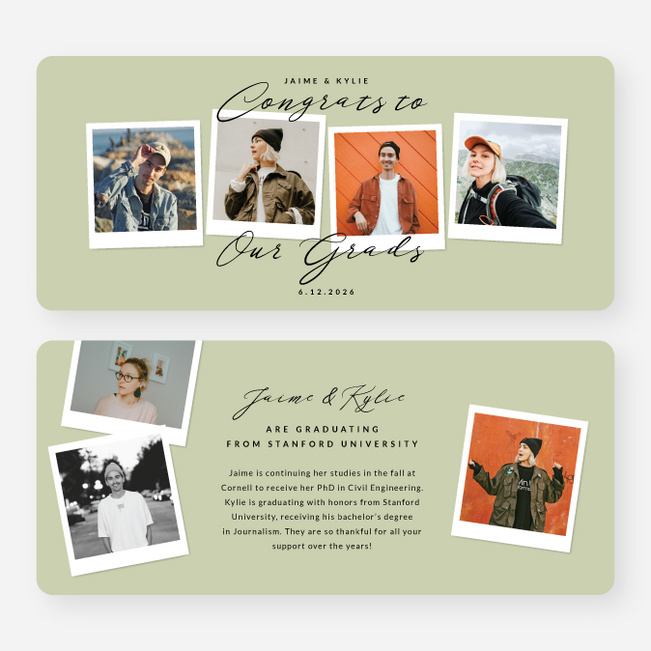 Synchronized Success Graduation Announcements & Invitations - Green