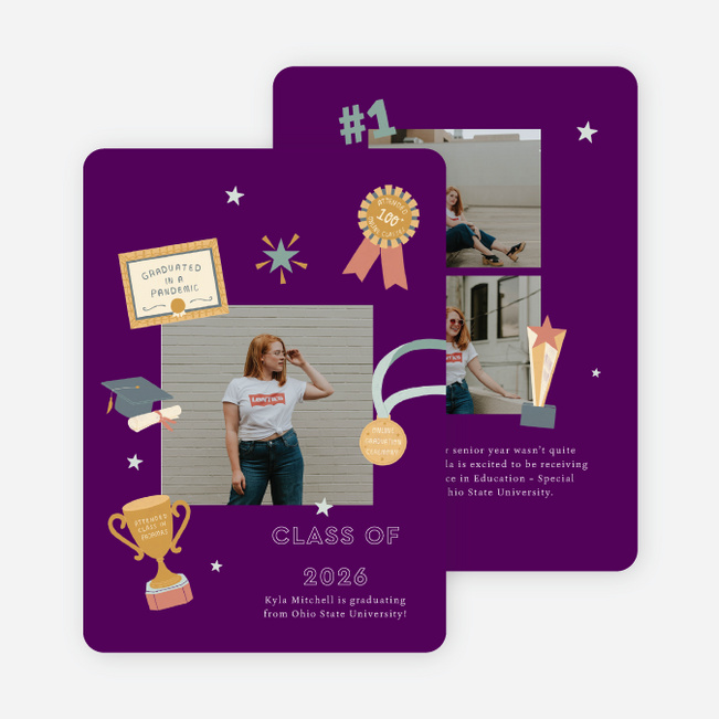 Unbelievable Achievement Graduation Announcements & Graduation Invitations - Purple