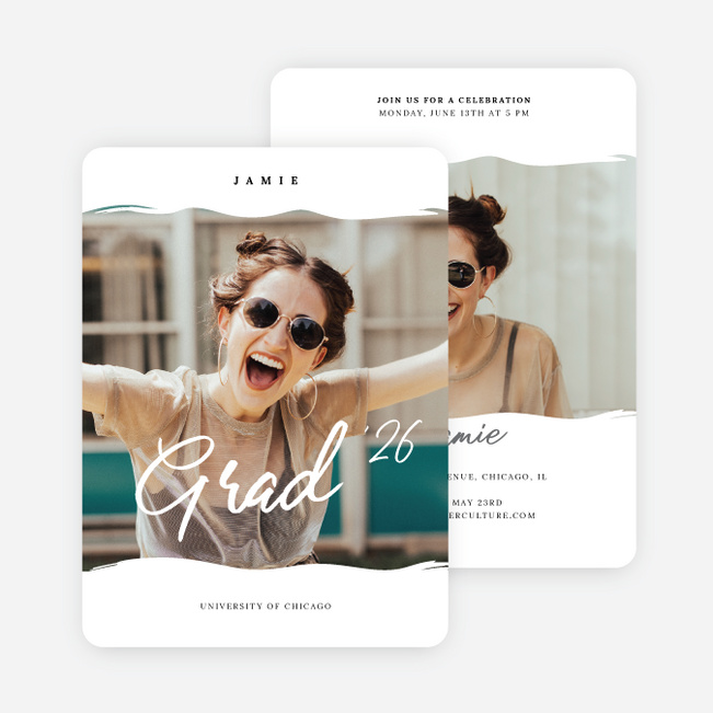 Wavy Wanderlust Graduation Announcements & Invitations - White