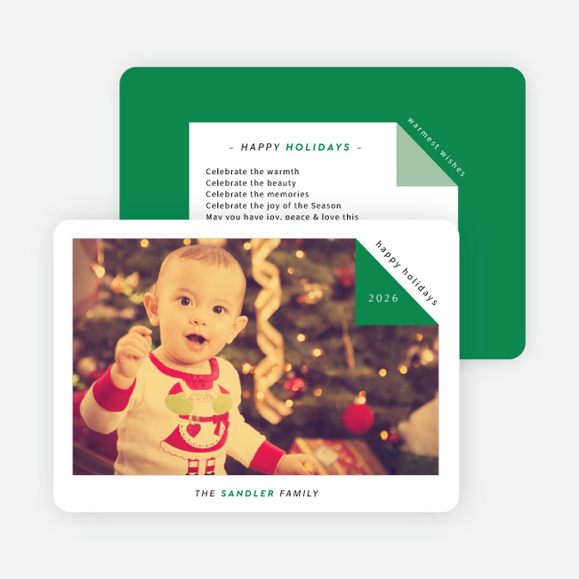 Folded Corner Photo Cards for the Holidays - Green