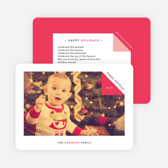 Folded Corner Photo Cards for the Holidays - Red