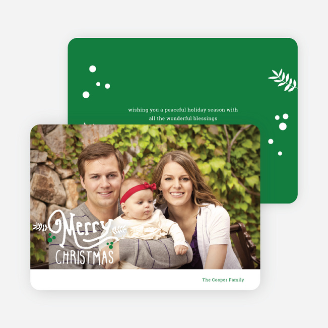 Merry Christmas Script Photo Cards - Green