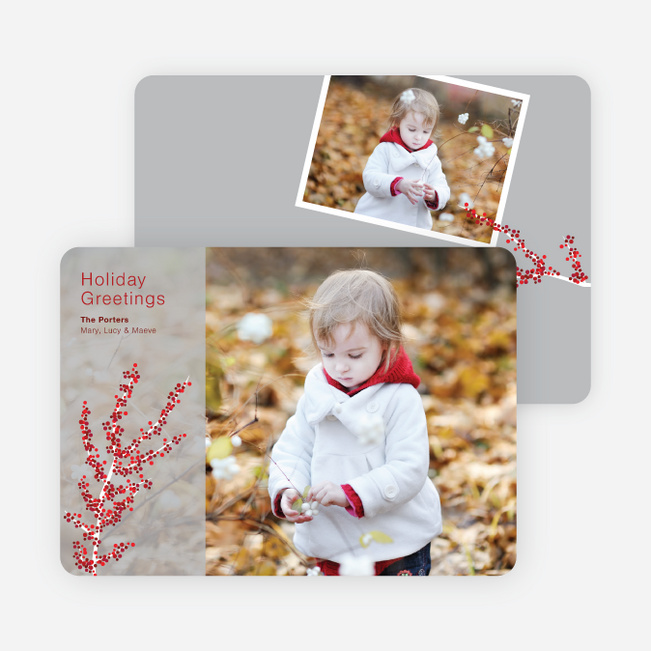 Berry Greetings Holiday Photo Cards - Silver